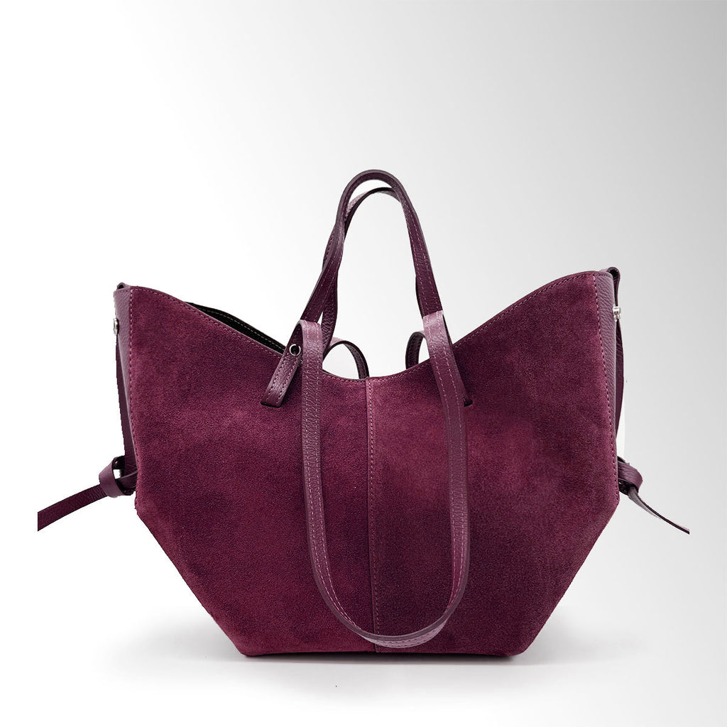 Borsa Butterfly con clip - Bordeaux Camoscio
