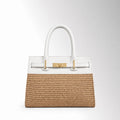 Borsa Elly Mid Rafia - Rafia pelle bianco