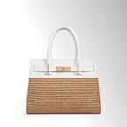 Borsa Elly Mid Rafia - Rafia pelle bianco