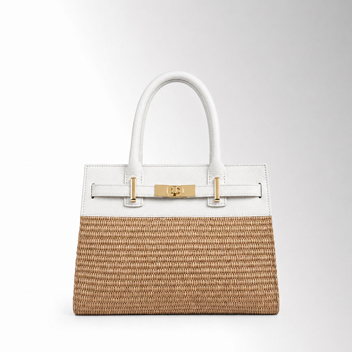 Borsa Elly Mid Rafia - Rafia pelle bianco