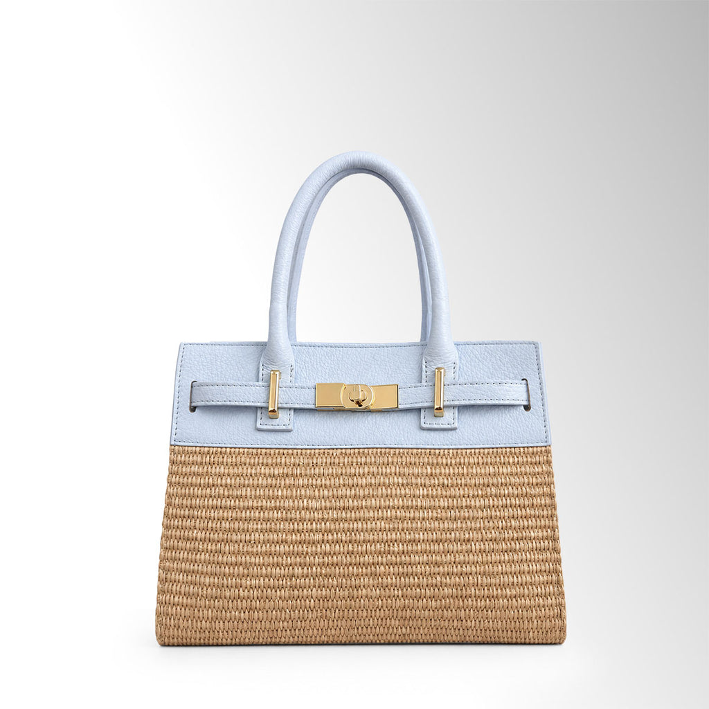Borsa Elly Mid Rafia - Rafia pelle cielo