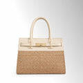 Borsa Elly Mid Rafia - Rafia pelle latte
