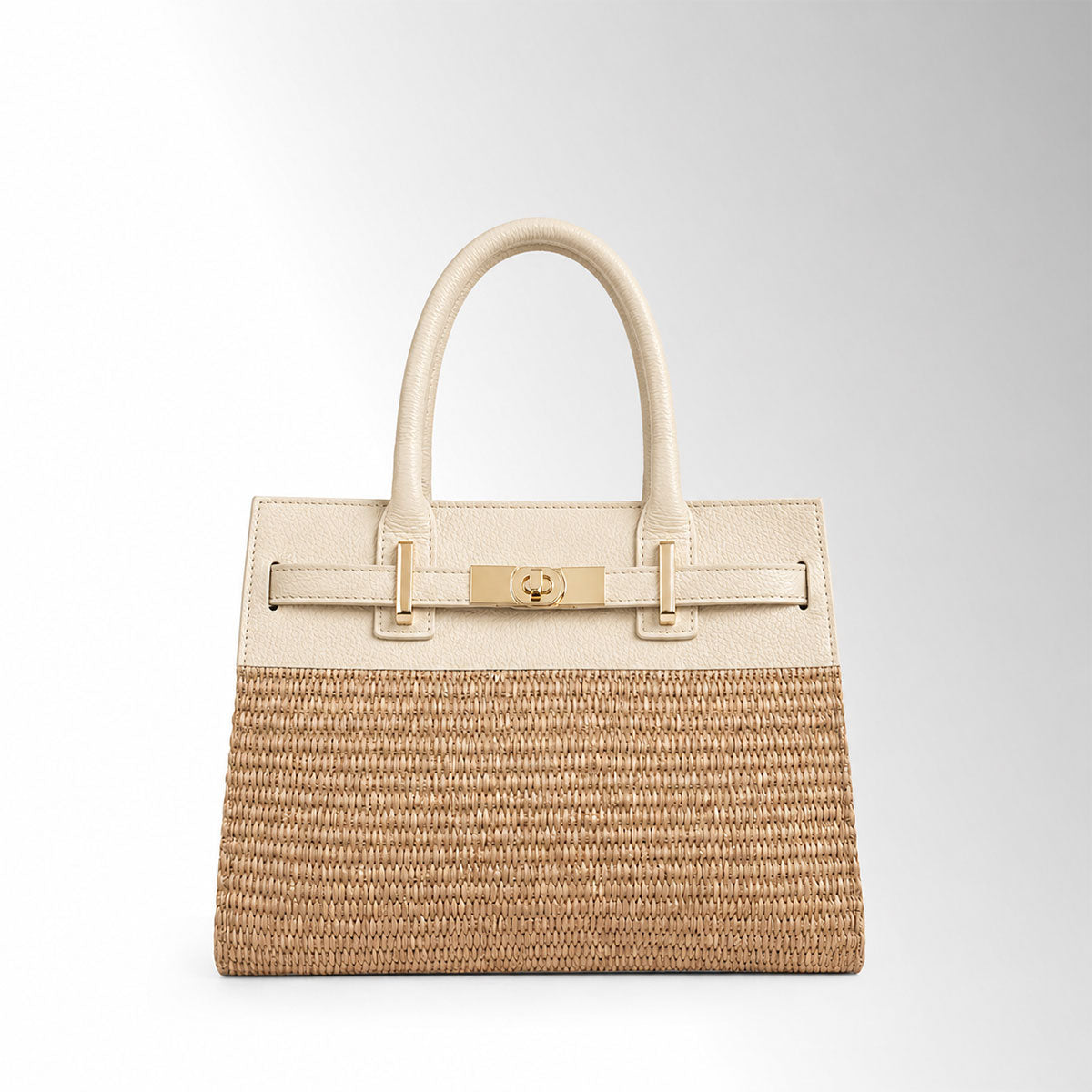 Borsa Elly Mid Rafia - Rafia pelle latte