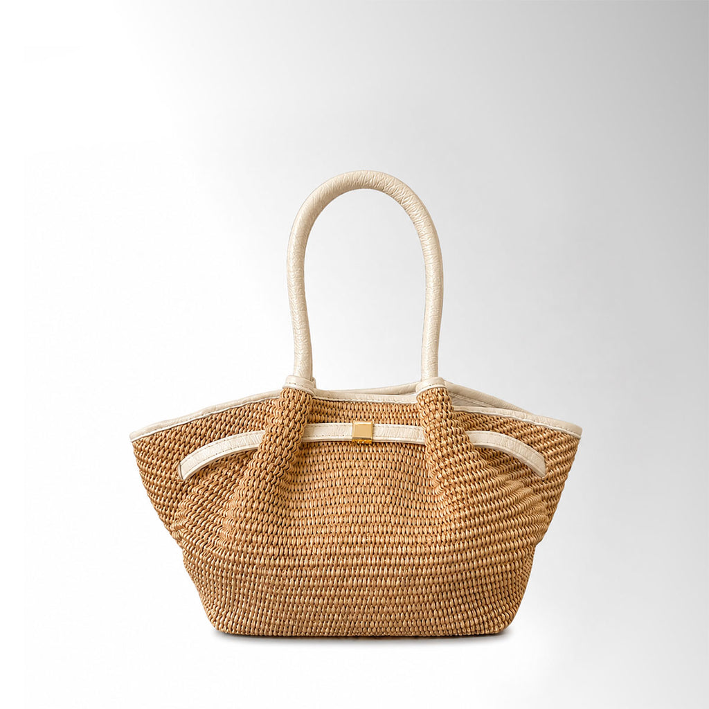 Borsa Gyoza Rafia mid - Latte