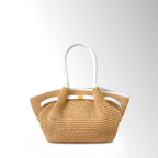 Borsa Gyoza Rafia mid - Bianco