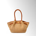 Borsa Gyoza Rafia mid - Cuoio