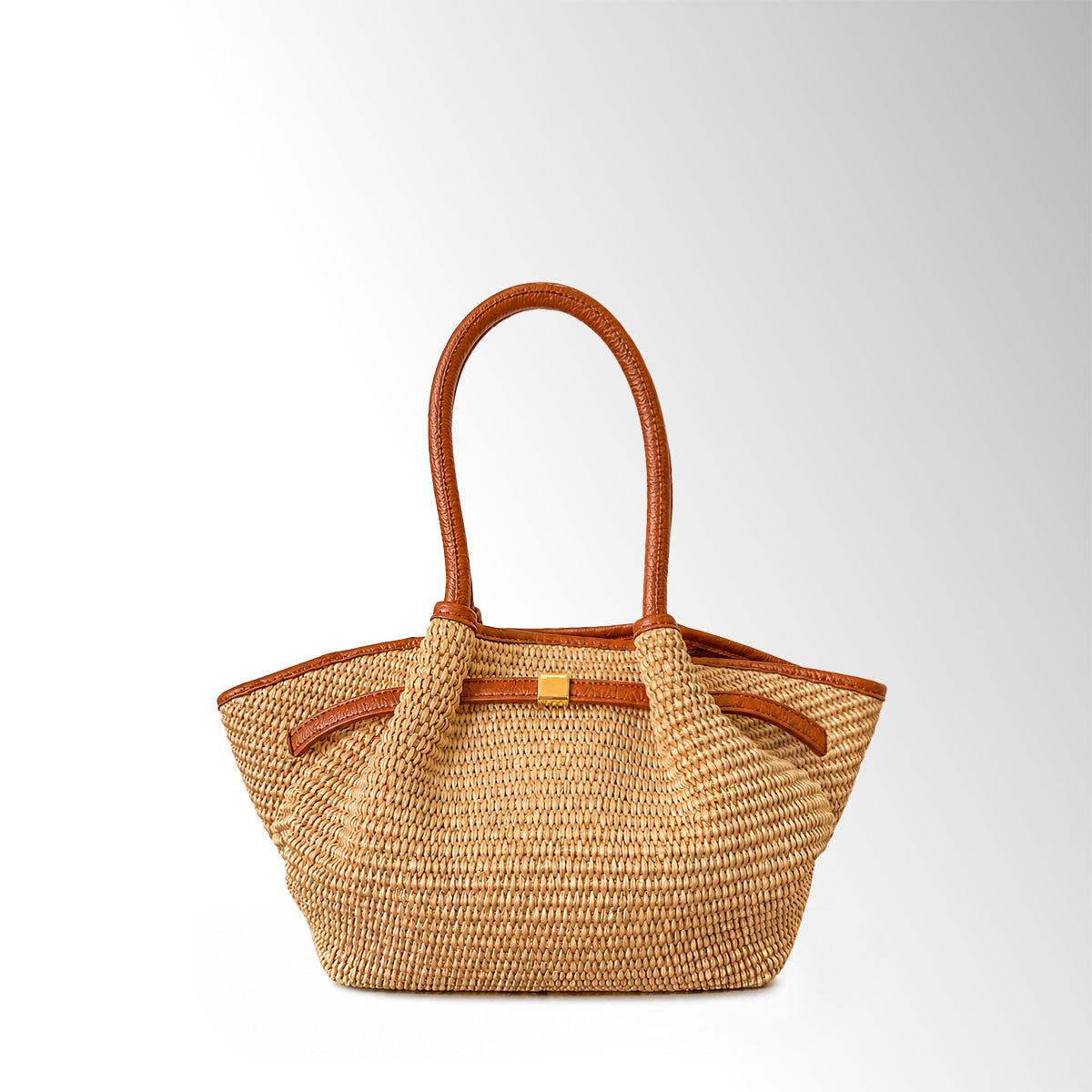 Borsa Gyoza Rafia mid - Cuoio