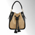 Borsa secchiello Ines Rafia - Rafia pelle nero