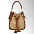 Borsa secchiello Ines Rafia - Rafia pelle cuoio
