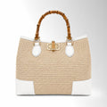 Borsa Maia Rafia Bambù - Rafia pelle bianco