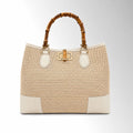 Borsa Maia Rafia Bambù - Rafia pelle Latte