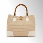 Borsa Maia Rafia Bambù - Rafia pelle Latte