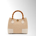 Borsa Maia Rafia Bambù mid - Rafia pelle Latte