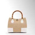 Borsa Maia Rafia Bambù mid - Rafia pelle bianco