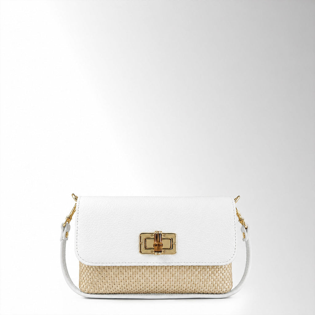 Borsa Margot Rafia Bambù - Rafia pelle bianco