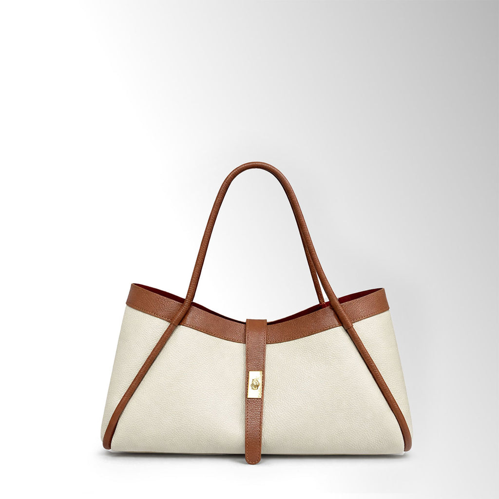 Borsa Nora mid - Bicolor Beige Cuoio