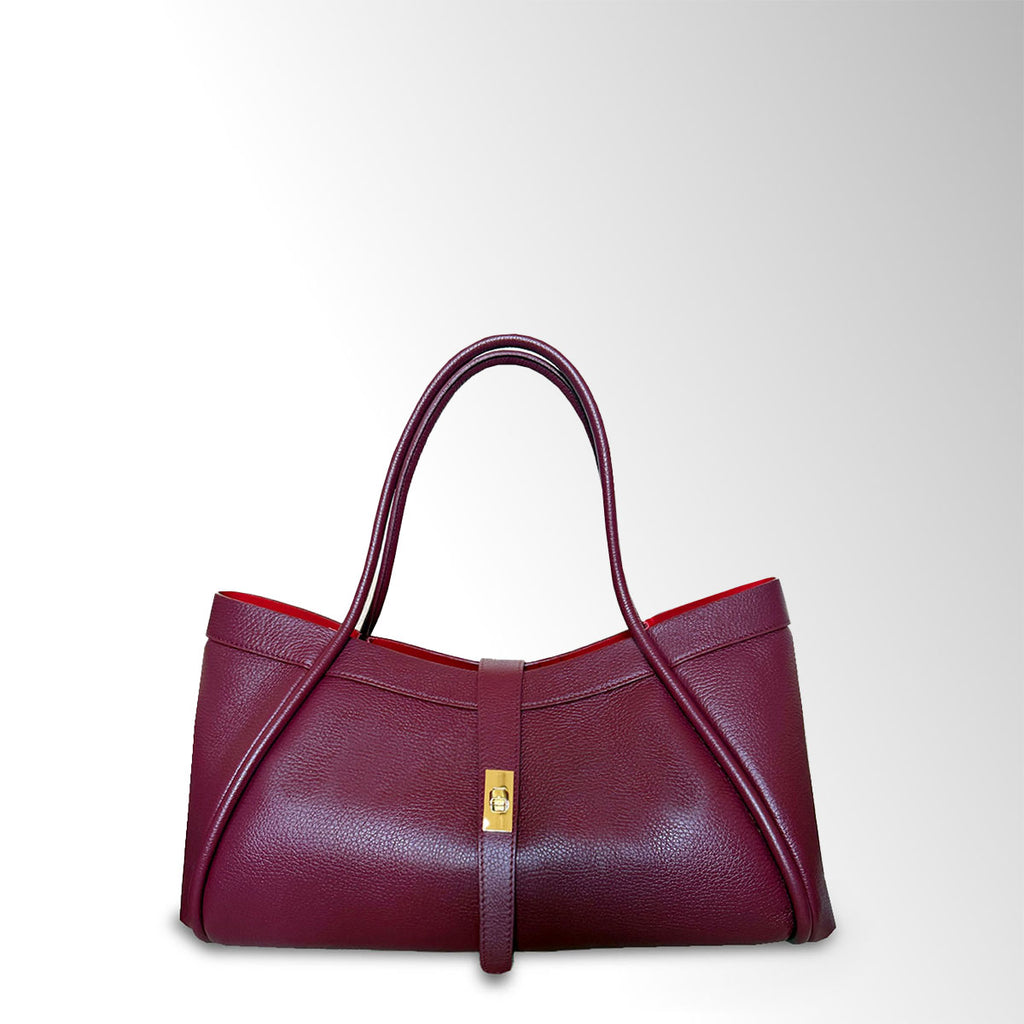Borsa Nora mid - Bordeaux interno rosso