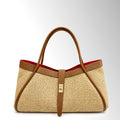 Borsa Nora Rafia - Rafia pelle Cuoio