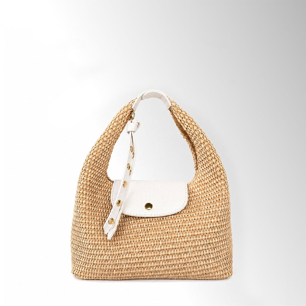 Borsa Safia Rafia - Rafia pelle Bianco