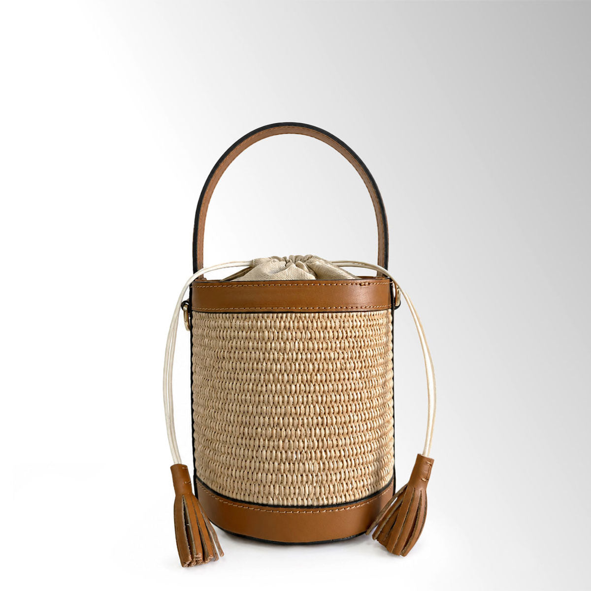 Borsa Sechelle Rafia - Rafia pelle Cuoio