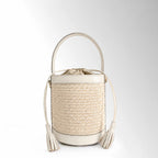 Borsa Sechelle Rafia - Rafia pelle Latte