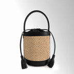 Borsa Sechelle Rafia - Rafia pelle Nero