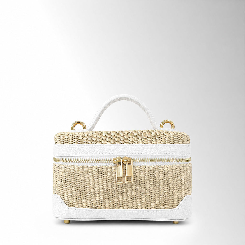 Borsa minibag Siria Rafia - Rafia pelle Bianco