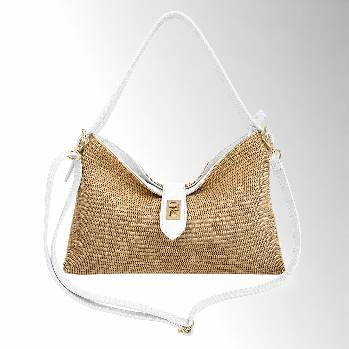 Borsa Zara in Rafia - Rafia pelle bianco