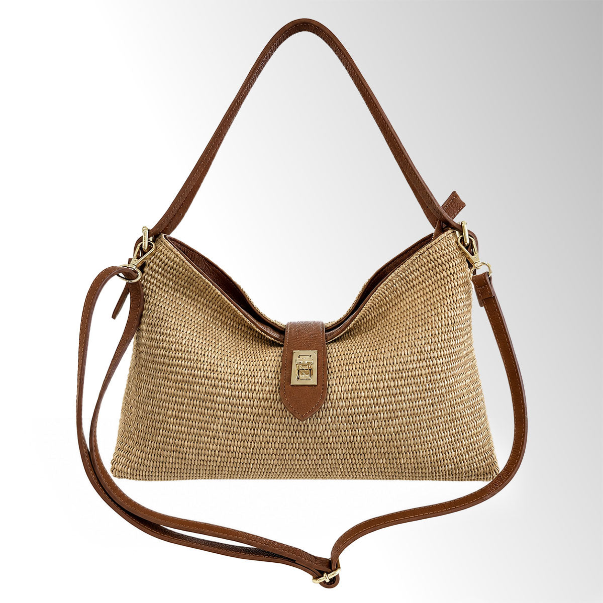 Borsa Zara in Rafia - Rafia pelle cuoio