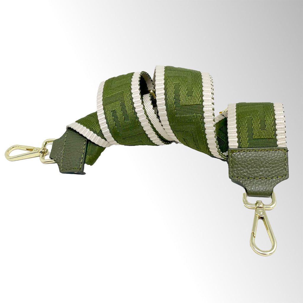 Tracolla misto pelle tessuto fantasia - Fantasia Verde Oliva metallo oro